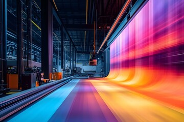 Modern printing facility demonstrates vibrant color production techniques in action