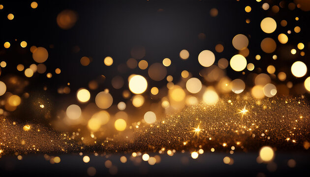 black festive heritage and slightly substantial golden bokeh sparks of gold inside the blur