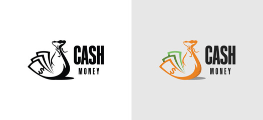Money bag icon logo vector illustration. Money sack with banknote dollar sign symbol