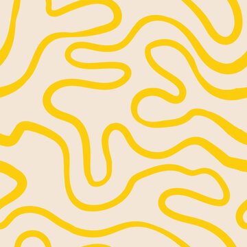 Seamless abstract pattern with squiggles and scribbles. Weaved curved lines. Chaotic ink scribbles decorative texture. Messy doodles, wavy and curly lines.
