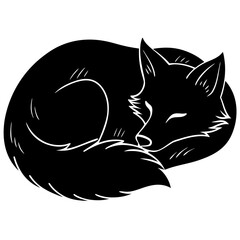 Cute Sleeping Fox Silhouette