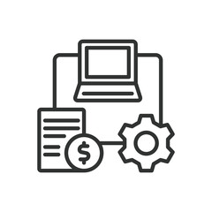 Process request, icon in line design. Process request, workflow management, task processing, request approval, process execution on white background vector. Process request editable stroke icon