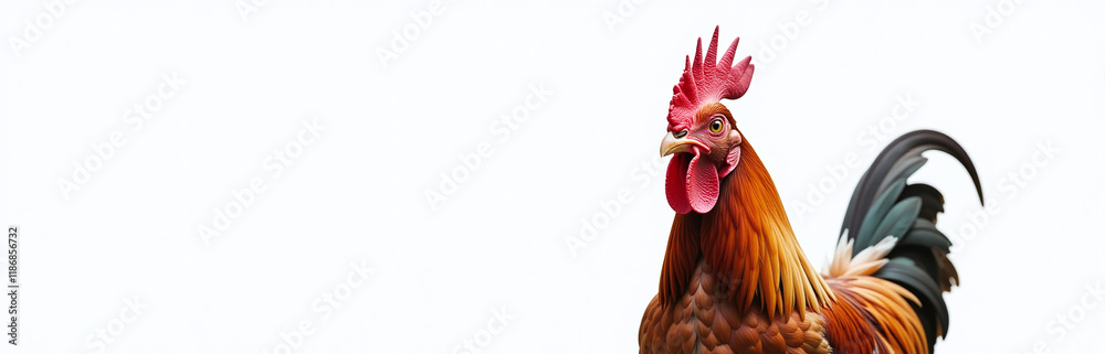Poster A Surprised Rooster Is Isolated On A White Background With A Transparent Png Image For Versatile Use In Designs. 00001