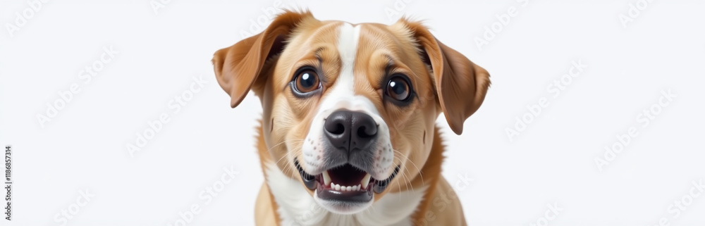 Poster a surprised dog with huge eyes is depicted in a funny isolated portrait on a white background create