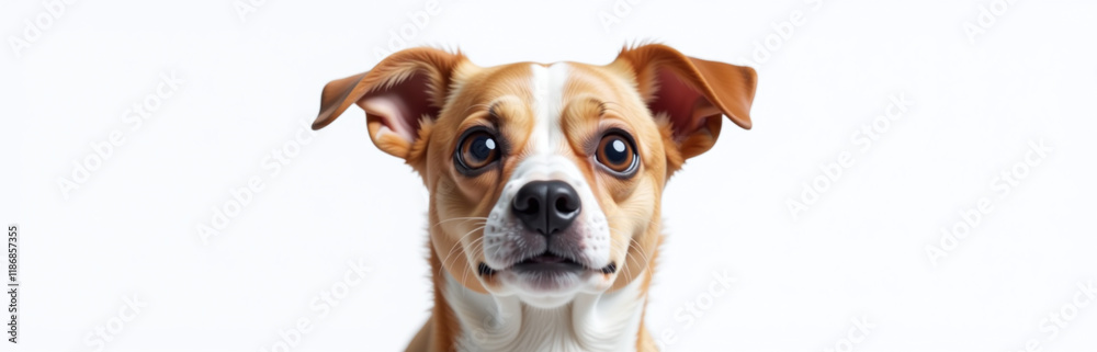 Poster a surprised dog with huge eyes is depicted in a funny isolated portrait on a white background create