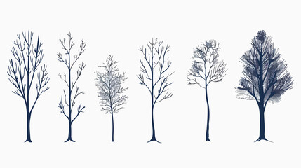 Minimalist Hand-Drawn Tree Silhouettes Collection for Creative Projects