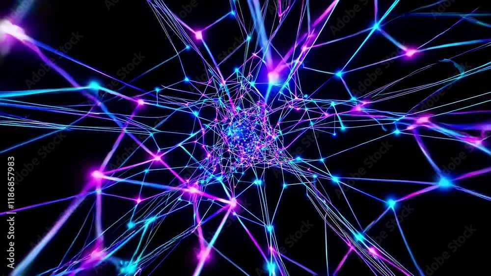 Poster colorful light patterns create a mesmerizing visual experience in a digital network