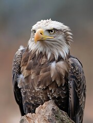 Obraz premium Majestic Bald Eagle Portrait with Intense Gaze and Detailed Feather Texture : Generative AI