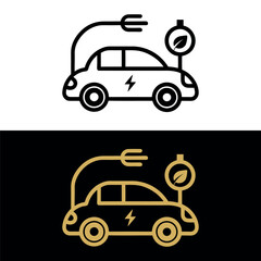 Charging for electric vehicles Logo Road sign template of electric vehicle Vector illustration of a minimalistic flat design