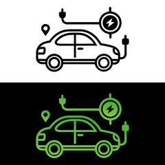 Charging for electric vehicles Logo Road sign template of electric vehicle Vector illustration of a minimalistic flat design