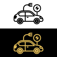 Charging for electric vehicles Logo Road sign template of electric vehicle Vector illustration of a minimalistic flat design
