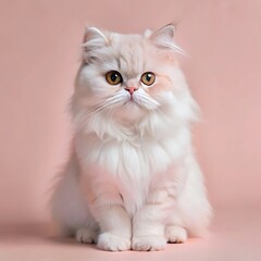  A cute persian cat sitting on colorful background