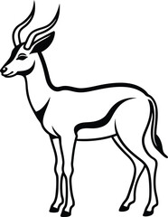 Antelope vector illustration, Antelope silhouette vector art, Antelope line art vector