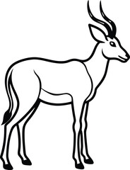 Antelope vector illustration, Antelope silhouette vector art, Antelope line art vector