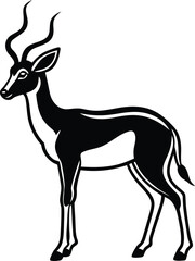 Fototapeta premium Antelope vector illustration, Antelope silhouette vector art, Antelope line art vector