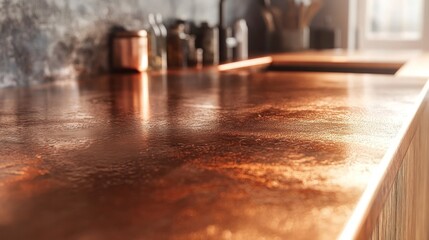 Copper Kitchen Countertop with Warm Lighting