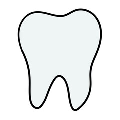 Obraz premium Hand drawn cartoon tooth icon on white background.