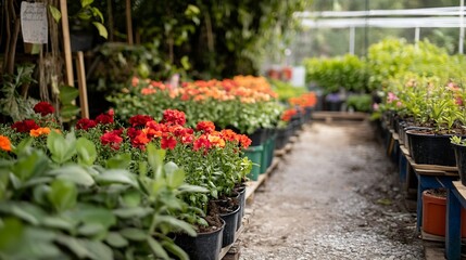 Vivid Floral Exhibition in a Lush Botanical Garden Displaying Colorful Blooms : Generative AI