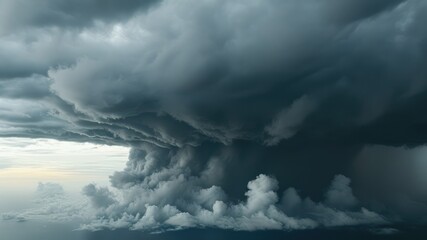 Obraz premium Dramatic storm clouds loom in the sky, creating an intense and atmospheric weather scene