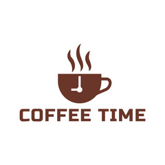 Simple coffee time flat logo illustration.