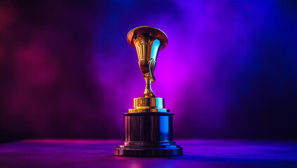 Golden Gramophone Award on Glass Podium with Luxury Vibes
