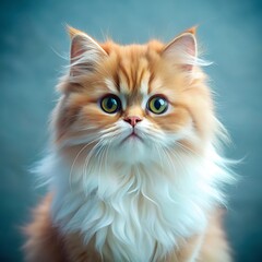 A cute persian cat sitting on colorful background