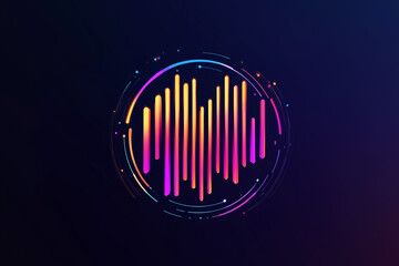 Creative logo design for a modern music production company featuring vibrant colors and dynamic sound wave elements