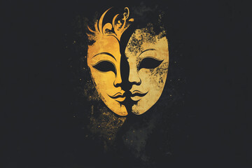 Creative logo design for a theater company showcasing theatrical masks in a unique art style