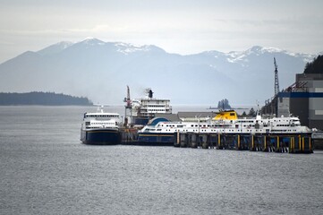 Ships at the ferry terminal in Ketchikan, Alaska