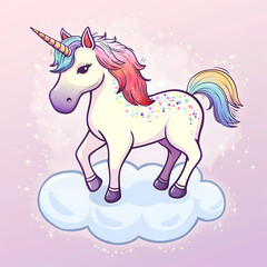 Naklejka premium Unicorn on a cloud