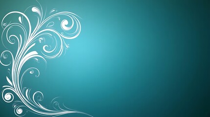 Elegant White Floral Design on Teal Background