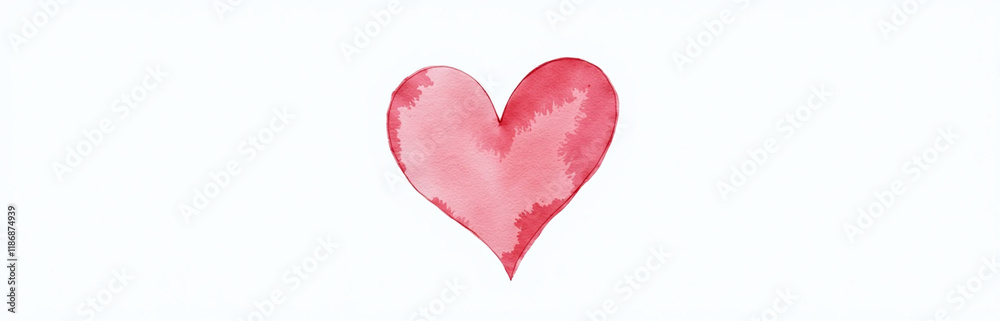 Poster a small colorful watercolor heart is isolated on a plain white background with no additional design 