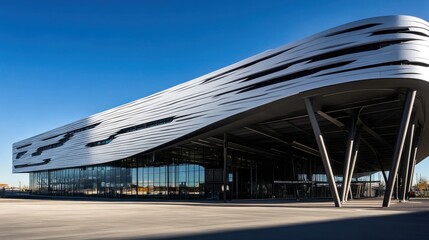 Fototapeta premium Modern Architectural Design of a Building with Curved Facade