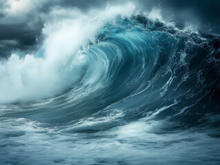 Obraz premium Powerful Ocean Waves in Stormy Sea: A Symbol of Strength and Emotion