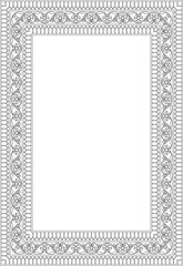 Vector black contour square Turkish national ornament. Ottoman border, frame. Ethnic floral rectangle, Seljuk Turks pattern. Decoration of the Sultan's palaces