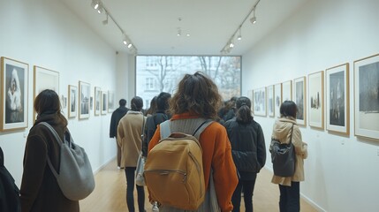 Gallery Visitors View Contemporary Art Photography