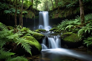 waterfalls in a forest