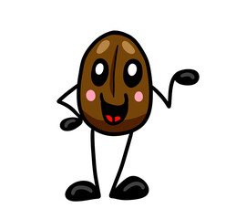 Adorable Happy Coffee Bean Emoticon