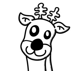 Stylized Cartoon Christmas Reindeer Doodle