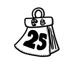 Stylized Cartoon Christmas Day Calendar Doodle