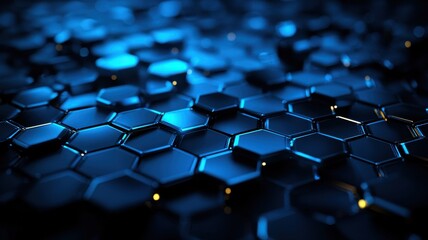 A mesmerizing pattern of blue hexagonal shapes creates a captivating, modern texture, evoking a sense of depth and technology.