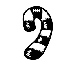 Stylized Cartoon Christmas Candy Cane Doodle