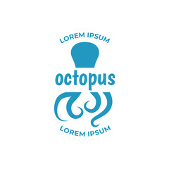 Octopus logo design, Seafood logo illustration template.