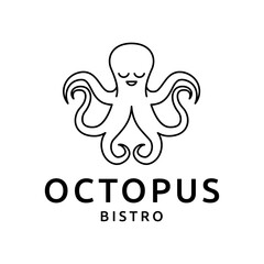 Octopus logo design, Seafood logo illustration template.