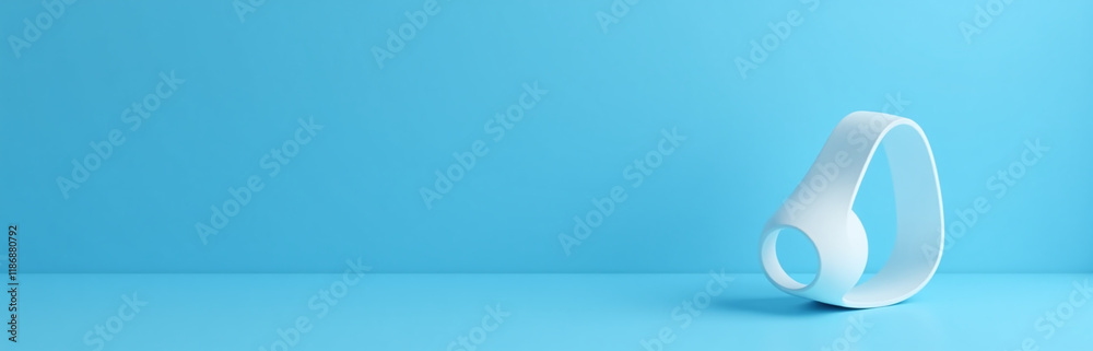 Poster A Simple White Geometric Shape Sits On A Blue Background As Part Of A Modern Computer Graphics Banner Illustration Design Concept. 00002