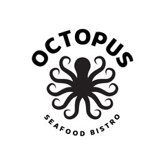 Fototapeta premium Octopus logo design, Seafood logo illustration template.