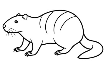 beaver silhouette line art vector illustration with a white background