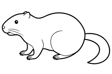beaver silhouette line art vector illustration with a white background