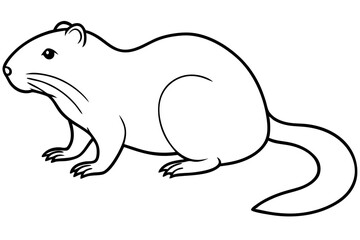 beaver silhouette line art vector illustration with a white background