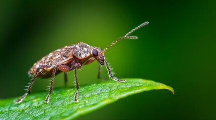 CloseUp Image of a Brown Beetle on Leaf in Natural Habitat : Generative AI